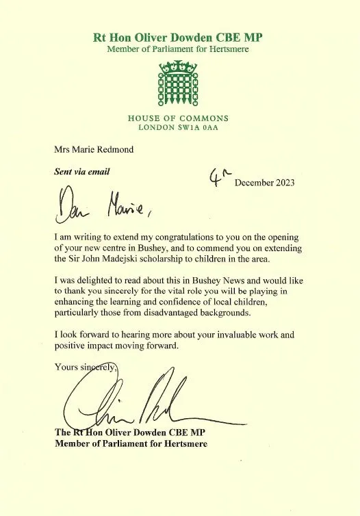 Letter from The Rt Hon Oliver Dowden CBE MP, Deputy Prime Minister