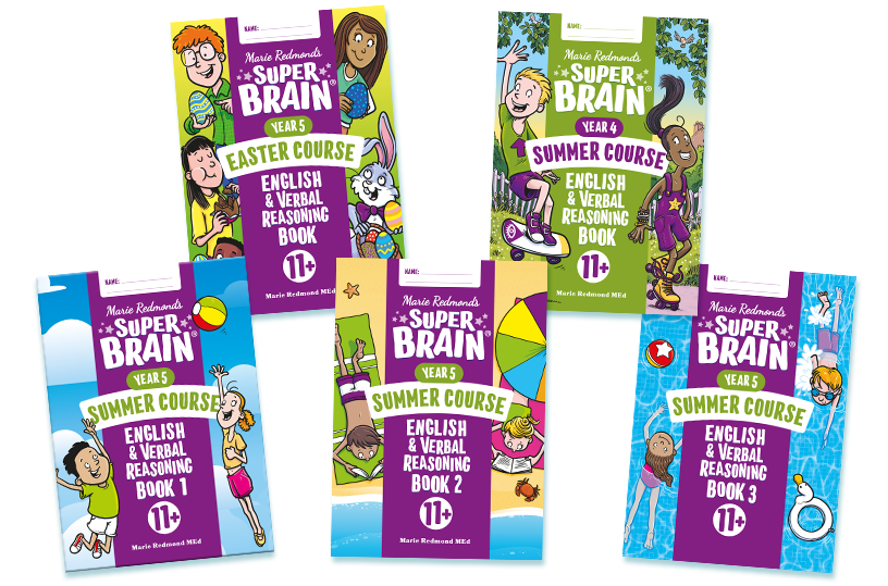Marie Redmond's Superbrain books for Aylesbury 11+ Easter and summer intensive courses